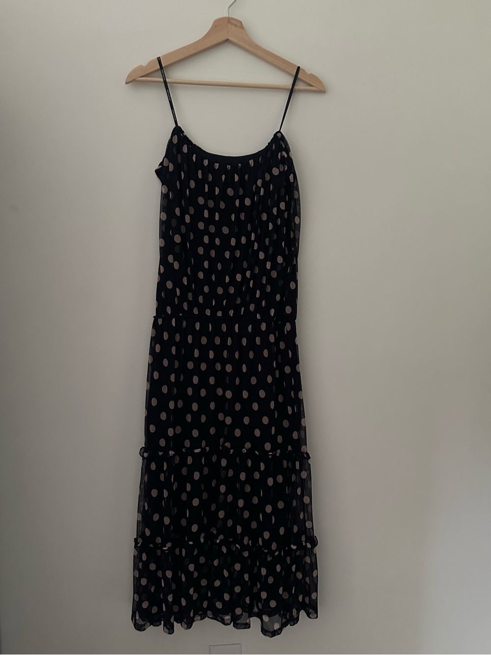 Polka Dot Maxi Dress - Black and Beige